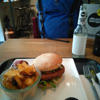 The 'Persian' burger and fries at Hamburgerei in Munich