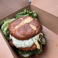 Hot chikin sando  at LULU GREEN in Cambridge