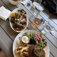 Lentil soup, Brussels sprouts, steak frites   at LULU GREEN in Cambridge