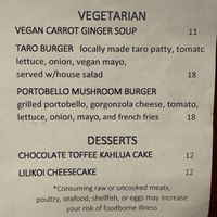 Menu   at Colleen's at The Cannery in Haiku