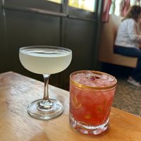 pickle martini and hibiscus cocktail at Rose's in Detroit