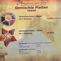 Mixed vegan platters at Abessina in Gottingen