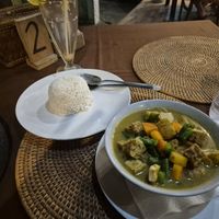 Green Curry with Tofu and Tempeh at Sambali Restaurant Lembongan in Penida Island