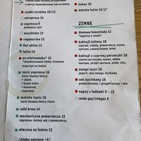 Menu  at Kawiarnia Fawory in Warsaw