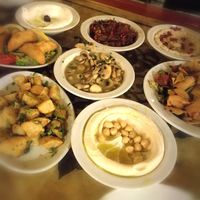 Mixed vegan plates at Taboula in Cairo