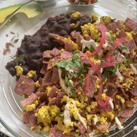 Tofu con frijoles  at Casa Macro in Monterrey