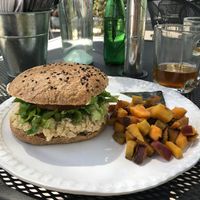 Vegan tuna sandwich, garbanzo tuna  at Casa Macro in Monterrey