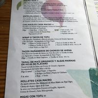 Menú  at Casa Macro in Monterrey