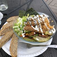 Tempeh poke bowl at Casa Macro in Monterrey