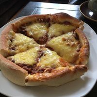 Vegan chilli pizza  at The Assembly Rooms in Glastonbury