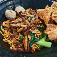Dry Ban Mian , with added Fried Wanton at SHUN CI VEGETARIAN FOOD in Central Singapore
