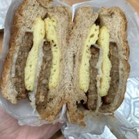 Vegan egg sandwich on whole wheat bun  at Fuel Cafe in Hicksville