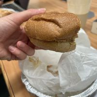 Vegan egg sandwich on whole wheat bun  at Fuel Cafe in Hicksville