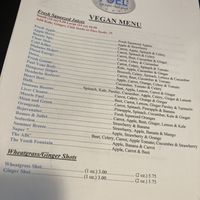 1st page of huge vegan menu  at Fuel Cafe in Hicksville