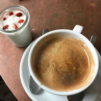 coffee & coconut dessert at Charlie's Vegan Food & Coffee in Berlin