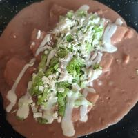 Enchiladas con salsa de frijoles (no pican) at Bistro 54 in Mexico City