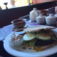 lentil burger  at Tibetan Teahouse and Sophea Gallery in Western Cape