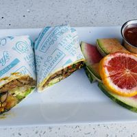 Surprisingly small breakfast burrito. 😔  at JOi Café in Westlake Village