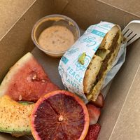 Bagel and fruits  at JOi Café in Westlake Village