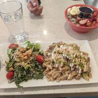 Chickn Alfredo with side of Cesar salad! at JOi Café in Westlake Village