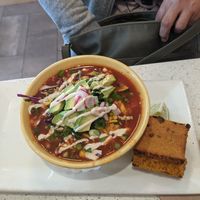 Chili and corn bread. Light and tasty! at JOi Café in Westlake Village