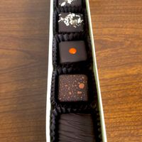 Custom Box of 5 vegan truffles: coconut, blood orange, Aztec, and classic at Mama Ganache in San Luis Obispo