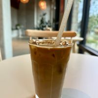 Iced Latte with Agave Straw at Laylo Cafe in Chamblee