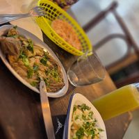 Eggplant and fernel salad with pita and lemonade at Nissi in Paris