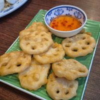 Lotus Root Tempura at Luong-Loi Plant-based Restaurant in Wheaton