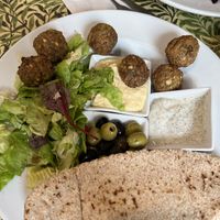 Falafel platter  at Rainbows End Cafe in Glastonbury