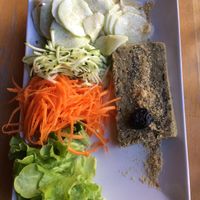 Starter was fresh salad and a mushroom terrine at La Petite Marche in Dijon