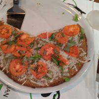 Vegan Margherita pizza with GF cauliflower crust at Picazzo's Organic Italian Kitchen in Tempe