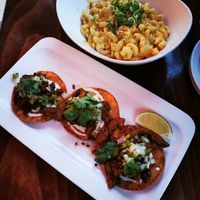 Mac & cheese and tostadas with steaks at MeeT on Main in Vancouver