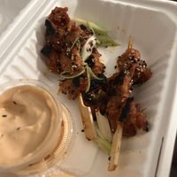 Korean Fried Chikkin Skewers  at MeeT on Main in Vancouver