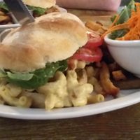 mac and cheese burger at MeeT on Main in Vancouver