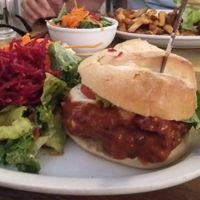 spicy burger at MeeT on Main in Vancouver