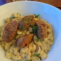 Mac and cheese with Italian sausage at MeeT on Main in Vancouver