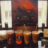 All oatmilk, 3 different coffees and a “Poe” Palmer   at Blackcraft Coffee in Salem