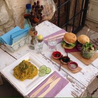 Soy spaghetti and burghers  at Micro in Cisternino