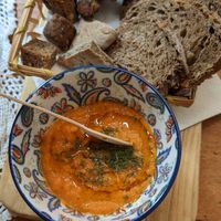 Free bread + pepper dip to start (very yummy!) at Micro in Cisternino