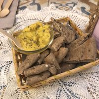 Bread starter with dip, really nice at Micro in Cisternino
