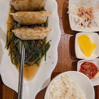 Fried vegetarian dumplings with soy combo (6 dumplings in total) at Jjang Mandu Ungbu - 짱만두 웅부점 in Andong