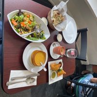 Masala chai tea, House salad, Mulligatawney soup, Veg samosas, garlic naan!  at Sarva Indian Cuisine in Boston
