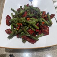 Amazing green beans with chili   at JingLianZhai Vegetarian Restaurant in Beijing