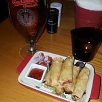 Spring rolls with sweet chilli dip as a starter at Karamel in North London