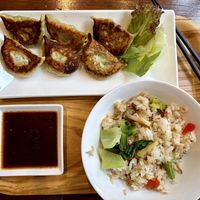 Gyoza & fried ricee  at Ukishima Gyoza in Naha