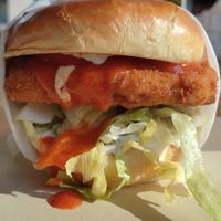 buffalo chick'n burger at Veggie Grill in Corte Madera