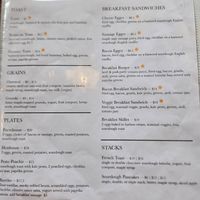 Breakfast menu at Terravita Kitchen in Revelstoke
