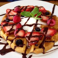 Vegan waffle!!!! at Kind Cuisine in Boise