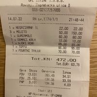 Invoice  at Tipico in Rovinj